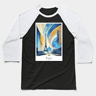 Paris Art Print in Bauhaus-Style Baseball T-Shirt